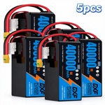 DXF SEMI-SOLID 12S 44.4V 40000mAh 5C Soft Case LiPo Battery with 8AWG Wire for Toy Cars, Boats, UAVs & Drones (1-6 Pack)