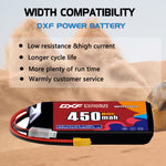 DXF LiPo Battery 3S HV 11.4V 450mAh 80C with PH2.0 / JST / XT30 / SM / XT60 / EC5 / XT90 for FPV Drone Whoop Micro Racing