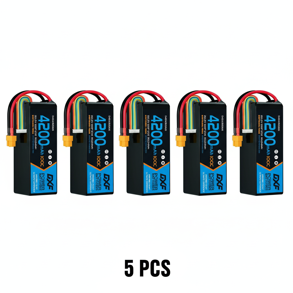 DXF 6S 22.2V 4200mAh 100C Graphene Soft Case LiPo Battery with XT60 Plug for 1/8 1/10 RC Cars, Trucks, Buggies & Drones (Multi-Pack Options)