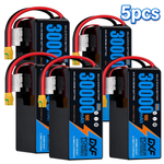 DXF SEMI-SOLID 14S 51.8V 30000mAh 5C Soft Case LiPo Battery with 8AWG Wire for Toy Cars, Boats, UAVs & Drones (1-6 Pack)