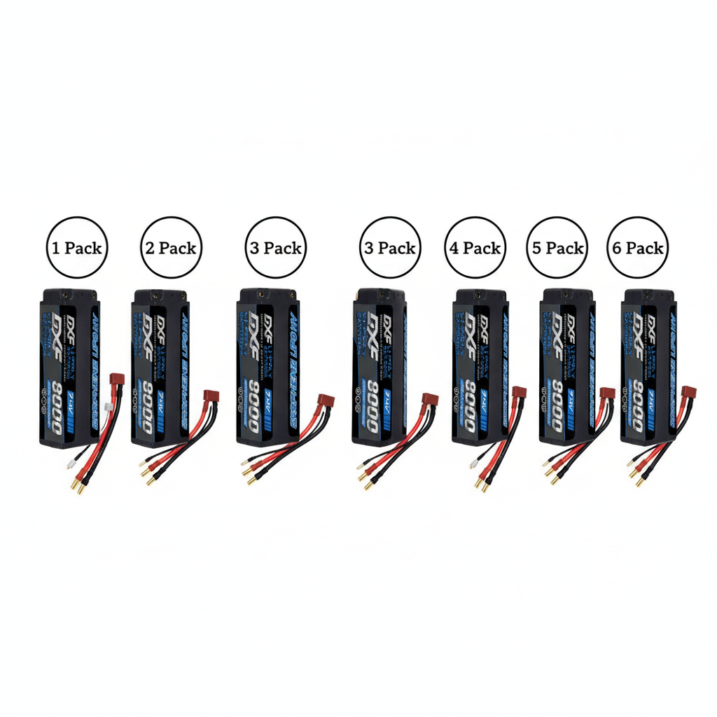 DXF 2S 7.4V 8000mAh 110C Graphene Hardcase LiPo Battery with 5mm Bullet to Deans Plug for 1/10 1/8 RC Cars, Trucks, Slash 4x4 (1-6 Pack Available)