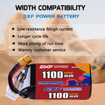 DXF 6S 22.2V 1100mAh 140C LiPo Battery for FPV Micro Drones (PH2.0 / JST / XT30 / SM / XT60 / EC5 / XT90 Options)