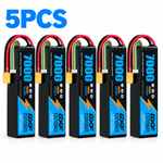 DXF 6S 22.2V 7000mAh 100C Softcase LiPo Battery with XT90 & 10AWG Wire for 1/8 RC Cars (1-6 Pack)