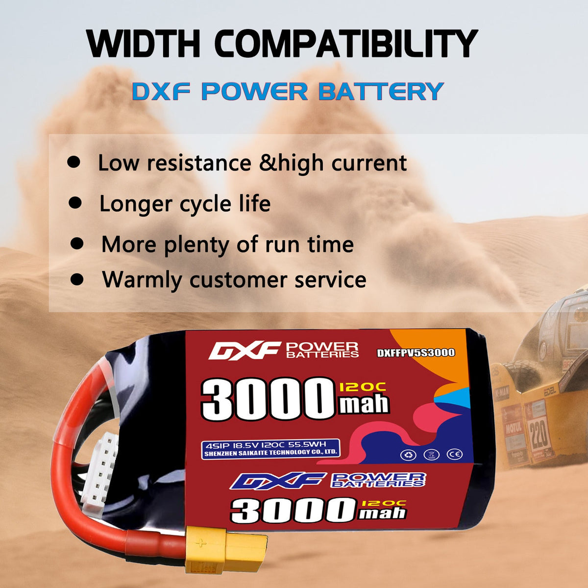 DXF 5S 18.5V 3000mAh 120C LiPo Battery for FPV Micro Drones (PH2.0 / JST / XT30 / SM / XT60 / EC5 / XT90 Options)