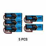 DXF 2S 7.4V 7200mAh 120C Hardcase LiPo Battery with 10AWG Deans for 1/10 1/8 RC Cars, Trucks, Buggies (2 & 4 Pack Available)