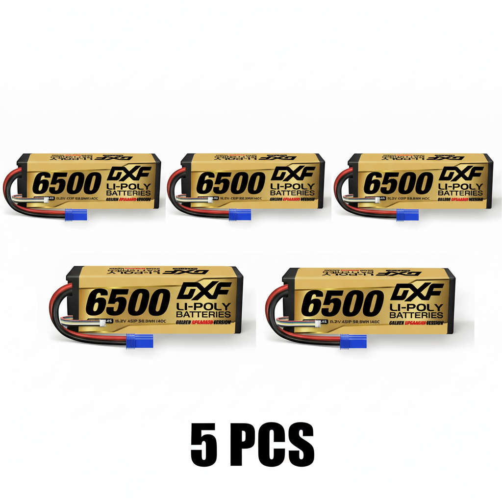 DXF GoldSeries 4S HV 15.2V 6500mAh 140C Graphene Hardcase LiPo Battery with EC5 & 10AWG Wire (1-6 Pack)