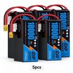 DXF SEMI-SOLID 12S 44.4V 18000mAh 10C Soft Case LiPo Battery with 8AWG Wire for UAVs & Drones (1-6 Pack)