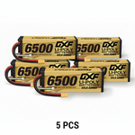 DXF Gold Series 4S 14.8V 6500mAh 100C Graphene Hardcase LiPo Battery with XT90 & 10AWG Wire (1-6 Pack)
