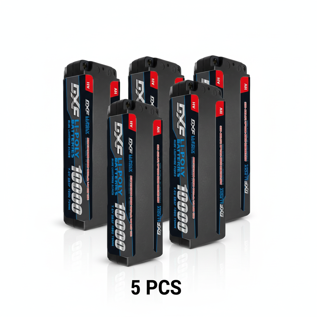 DXF Gray 2S HV 7.6V 10000mAh 150C Hardcase LiPo Battery with 5mm to Deans/T-Plug & 12AWG Wire (1-6 Pack)