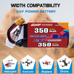 DXF LiPo Battery 3S 11.1V 350mAh 60C with PH2.0 / JST / XT30 / SM / XT60 / EC5 / XT90 for FPV Drone Whoop Micro Racing