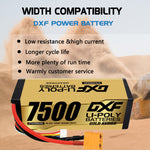 DXF LiPo Battery 4S HV 15.2V 7500mAh 150C Graphene Hardcase Gold with EC5 / T / TRX / XT60 / XT90 / XT150 / Q8s Plug for RC 1/8 1/10 Buggy Truck Car Off-Road Drone