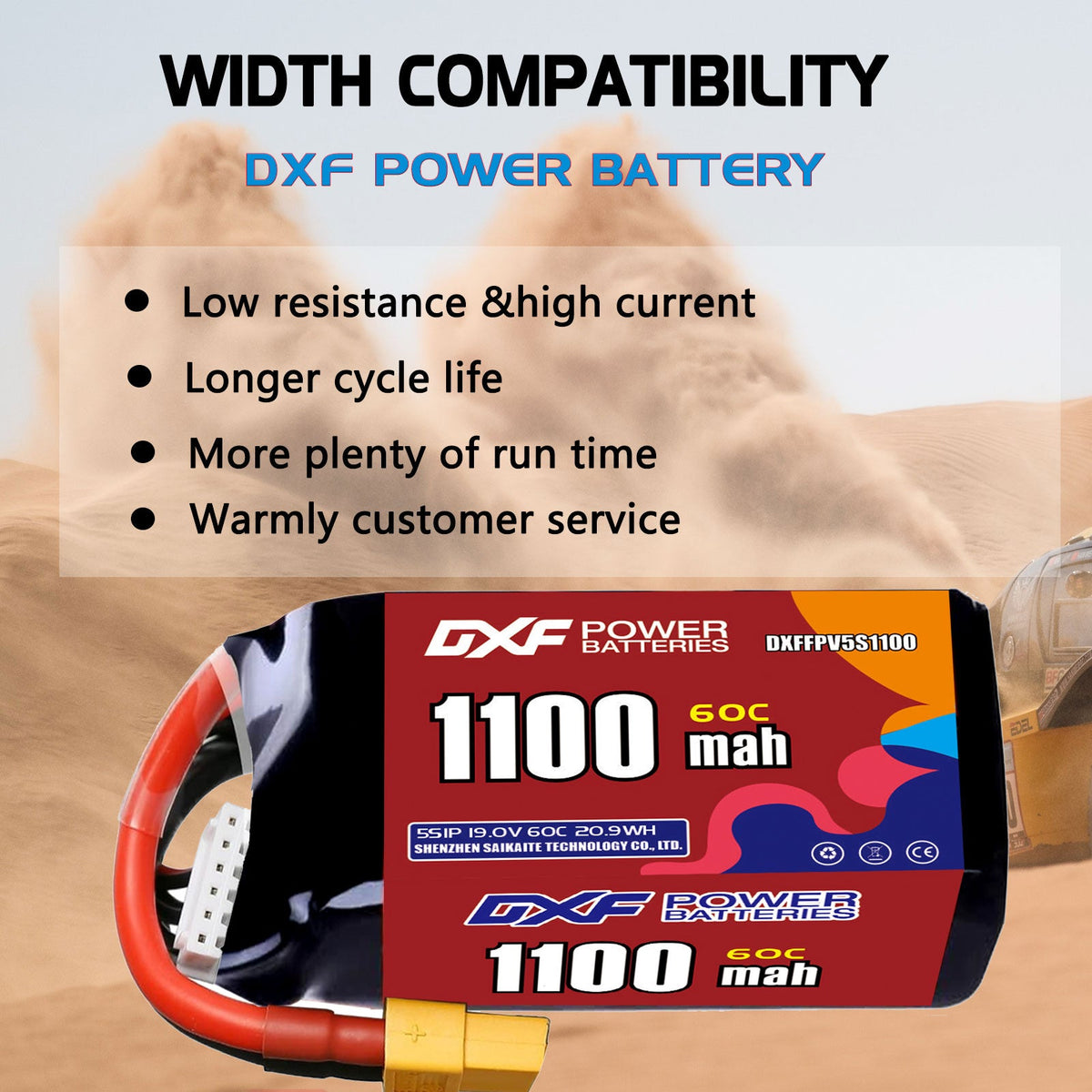 DXF LiPo Battery 5S HV 19.0V 1100mAh 60C with PH2.0 / JST / XT30 / SM / XT60 / EC5 / XT90 for FPV Drone Whoop Micro Racing