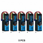DXF 6S 22.2V 5200mAh 80C Graphene Softcase LiPo Battery with EC5 & 10AWG Wire (1-6 Pack)