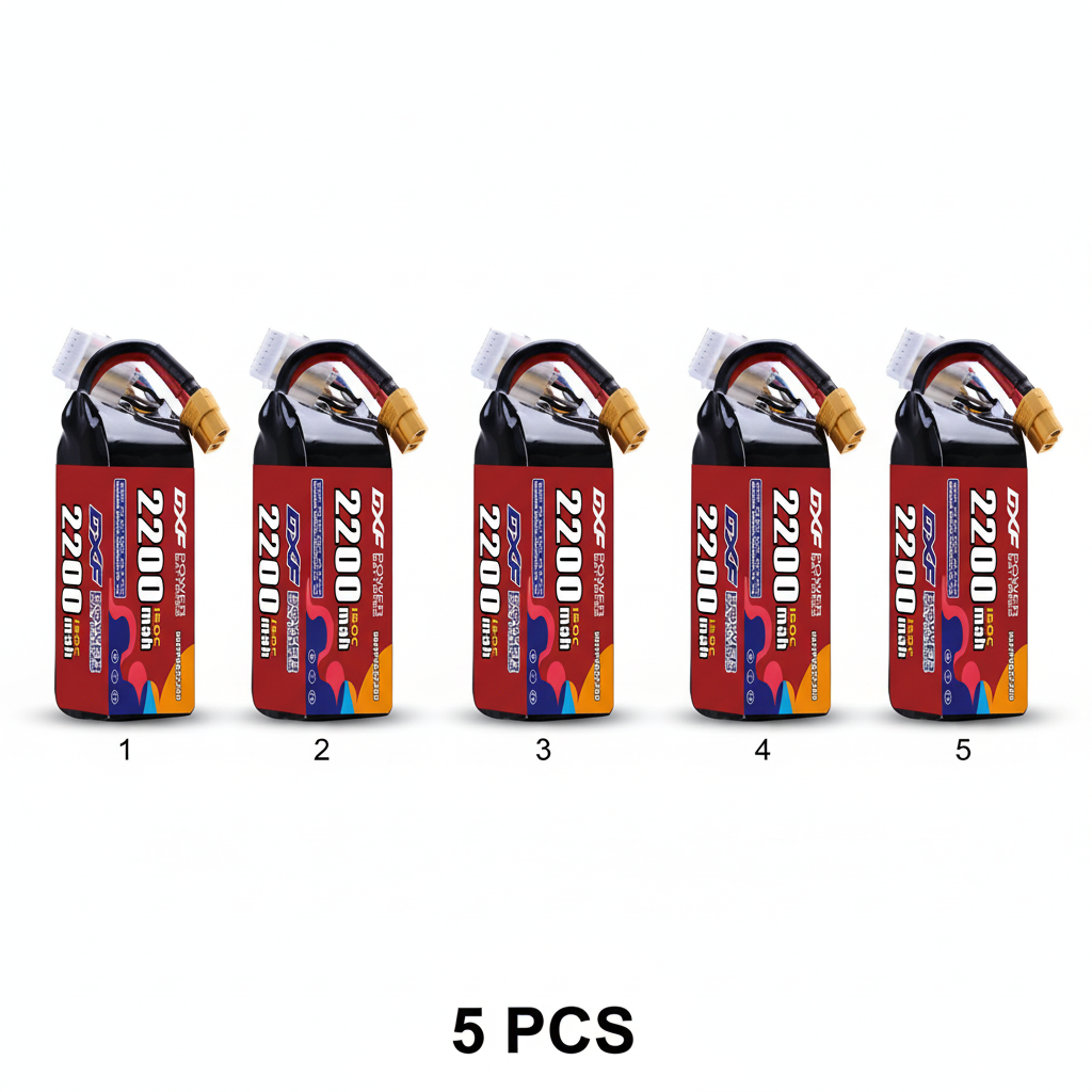 DXF 6S 22.2V 2200mAh 150C Graphene Softcase LiPo Battery with XT60 & 12AWG Wire (1-6 Pack)