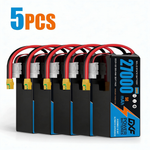 DXF 6S 22.2V 27000mAh 5C Soft Case LiPo Battery with 8AWG Wire for Toy Cars, Boats, UAVs & Drones (1-6 Pack)
