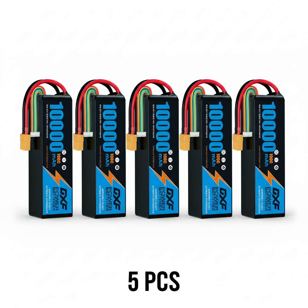 DXF 6S 22.2V 10000mAh 100C Graphene Blue Softcase LiPo Battery with XT90 for RC Cars Drones Helicopters Boats (1-6 Pack)