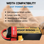 DXF LiPo Battery 4S 14.8V 8500mAh 150C Graphene Softcase with EC5 / T / TRX / XT60 / XT90 / XT150 / Q8s Plug for RC 1/8 1/10 Buggy Truck Car Off-Road Drone