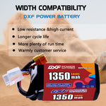 DXF 4S 14.8V 1350mAh 140C LiPo Battery for FPV Micro Drones (PH2.0 / JST / XT30 / SM / XT60 / EC5 / XT90 Options)