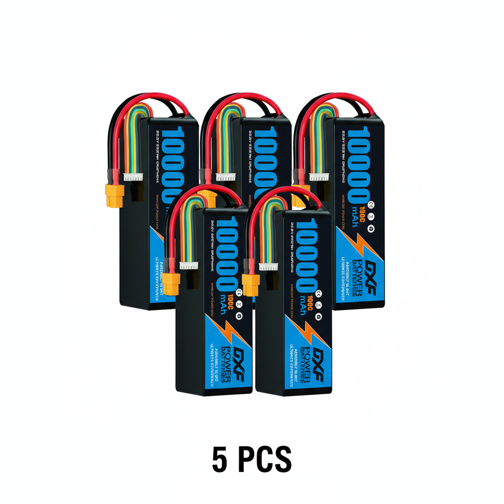 DXF 6S 22.2V 10000mAh 100C Softcase LiPo Battery with 10AWG XT60 for 1/8 RC Cars, Trucks, Buggies, Helicopters (1-6 Pack Available)