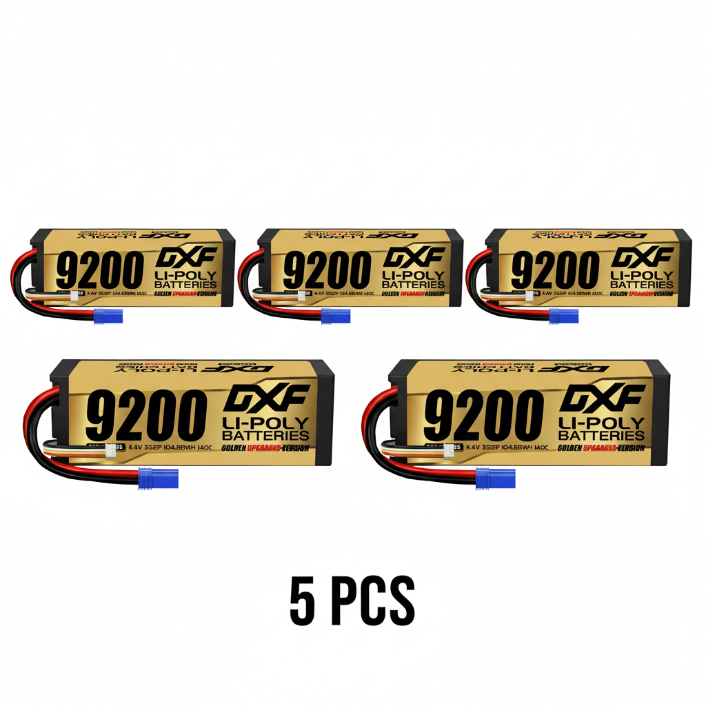 DXF 3S 11.4V 9200mAh 140C Hardcase LiPo Battery with 10AWG EC5 for 1/8 1/10 RC Cars, Boats, Trucks (1-6 Pack Available)