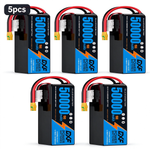DXF SEMI-SOLID 14S 53.9V 50000mAh 15C Soft Case LiPo Battery with 8AWG Wire for Toy Cars, Boats, UAVs & Drones (1-6 Pack)
