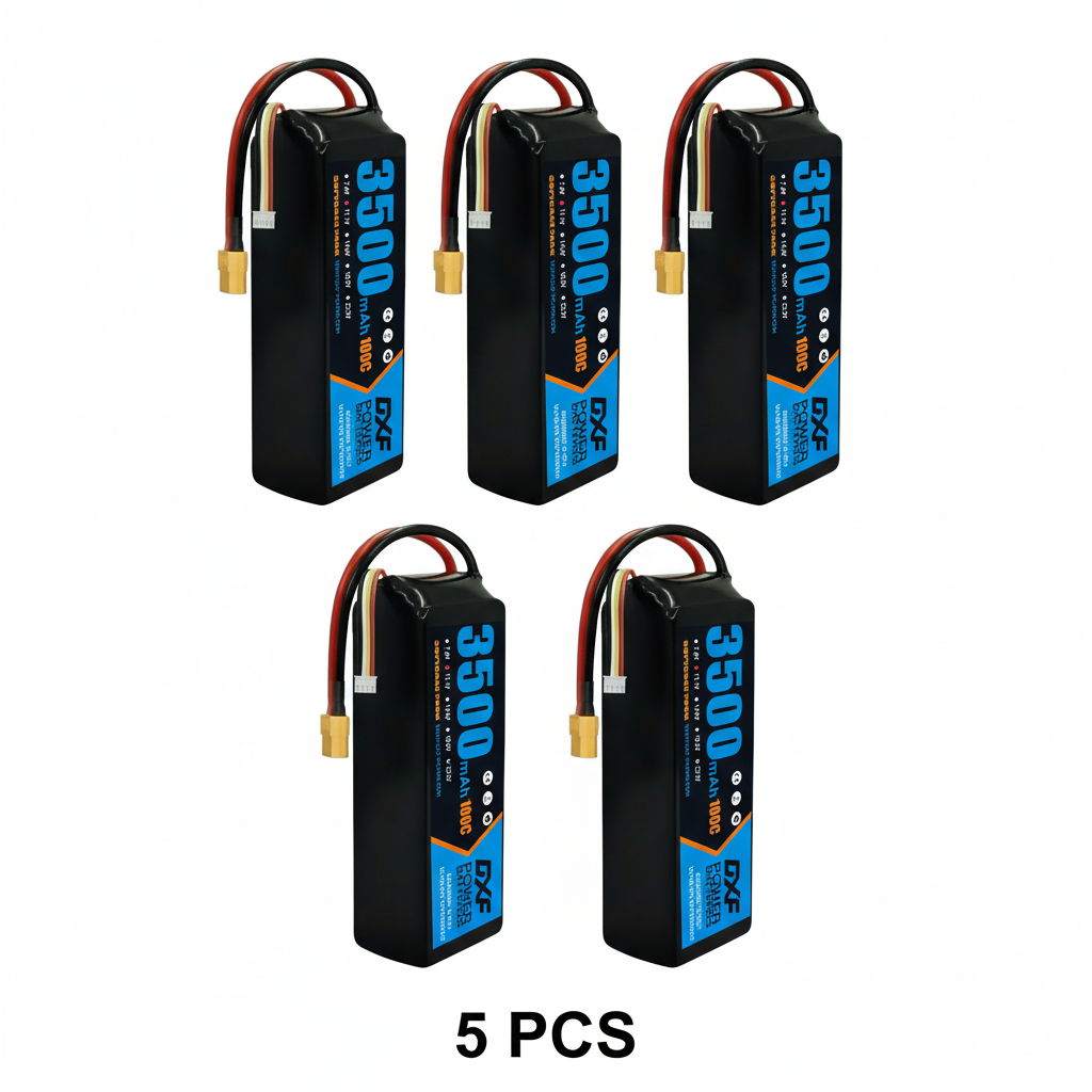 DXF 3S 11.1V 3500mAh 100C Graphene Softcase LiPo Battery with XT60 & 12AWG Wire for RC Cars, Boats & Aircraft Models (1-6 Pack)