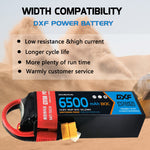 DXF Lipo Battery 4S 14.8V 6500mAh 80C Graphene Softcase with EC5 / T / TRX / XT60 / XT90 / XT150 / Q8s Plug for RC 1/8 1/10 Buggy Truck Car Off-Road Drone