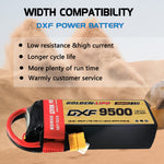 DXF LiPo Battery 6S 22.2V 9500mAh 150C Graphene Softcase with EC5 / T / TRX / XT60 / XT90 / XT150 / Q8s Plug for RC 1/8 1/10 Buggy Truck Car Off-Road Drone