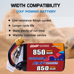DXF 6S 22.8V 850mAh 120C LiPo Battery for FPV Micro Drones (PH2.0 / JST / XT30 / SM / XT60 / EC5 / XT90 Options)