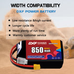 DXF 3S 11.4V 850mAh 120C LiPo Battery for FPV Micro Drones (PH2.0 / JST / XT30 / SM / XT60 / EC5 / XT90 Options)