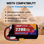 DXF 2S 7.4V 2200mAh 100C LiPo Battery for FPV Micro Drones (PH2.0 / JST / XT30 / SM / XT60 / EC5 / XT90 Options)