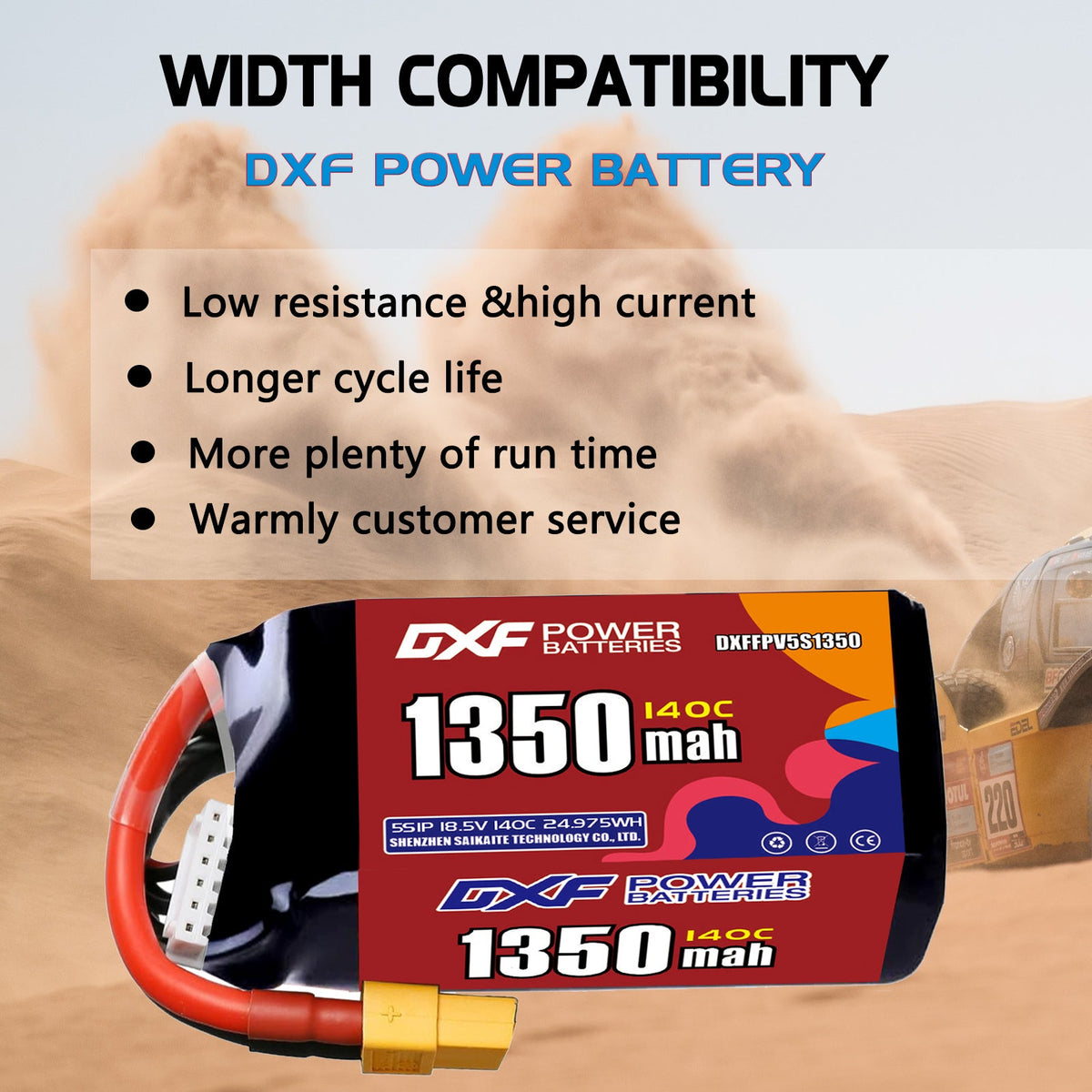 DXF 5S 18.5V 1350mAh 140C LiPo Battery for FPV Micro Drones (PH2.0 / JST / XT30 / SM / XT60 / EC5 / XT90 Options)