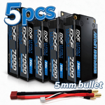 DXF BLUE Series 2S HV 7.6V 7000mAh 140C Graphene 5mm Shorty Hardcase LiPo with Deans/T-Plug (1-6 Pack)