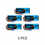 DXF 3S 11.1V 6200mAh 80C Hardcase LiPo Battery with 10AWG EC5 for 1/8 1/10 RC Cars, Trucks, Buggies (1-6 Pack Available)