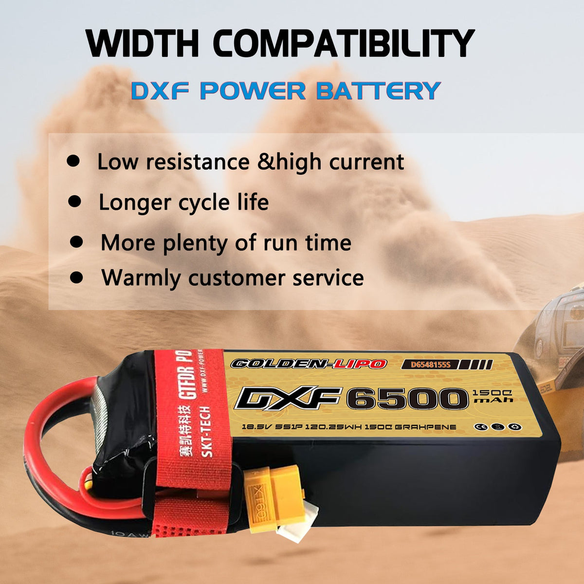 DXF Lipo Battery 5S 18.5V 6500mAh 150C Graphene Softcase with EC5 / T / TRX / XT60 / XT90 / XT150 / Q8s Plug for RC 1/8 1/10 Buggy Truck Car Off-Road Drone