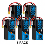 DXF SEMI-SOLID 14S 51.8V 25000mAh 5C Soft Case LiPo Battery with 8AWG Wire for Toy Cars, Boats, UAVs & Drones (1-6 Pack)