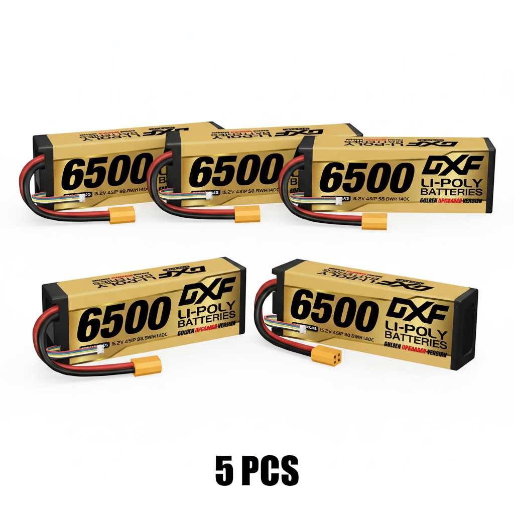 DXF Gold Series 4S HV 15.2V 6500mAh 140C Graphene Hardcase LiPo Battery with XT90 & 10AWG Wire (1-6 Pack)