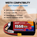 DXF LiPo Battery 3S HV 11.4V 1550mAh 60C with PH2.0 / JST / XT30 / SM / XT60 / EC5 / XT90 for FPV Drone Whoop Micro Racing