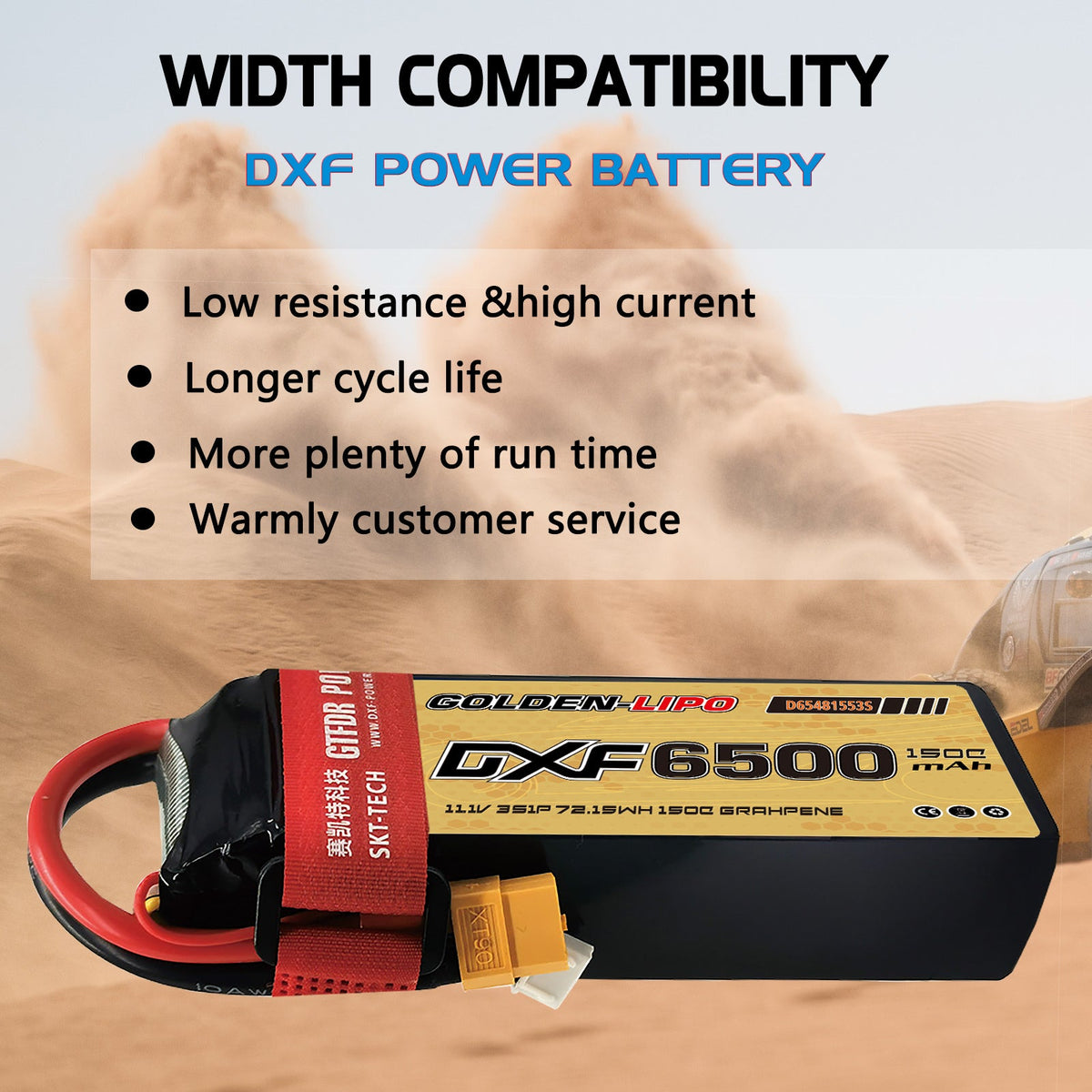 DXF Lipo Battery 3S 11.1V 6500mAh 150C Graphene Softcase with EC5 / T / TRX / XT60 / XT90 / XT150 / Q8s Plug for RC 1/8 1/10 Buggy Truck Car Off-Road Drone