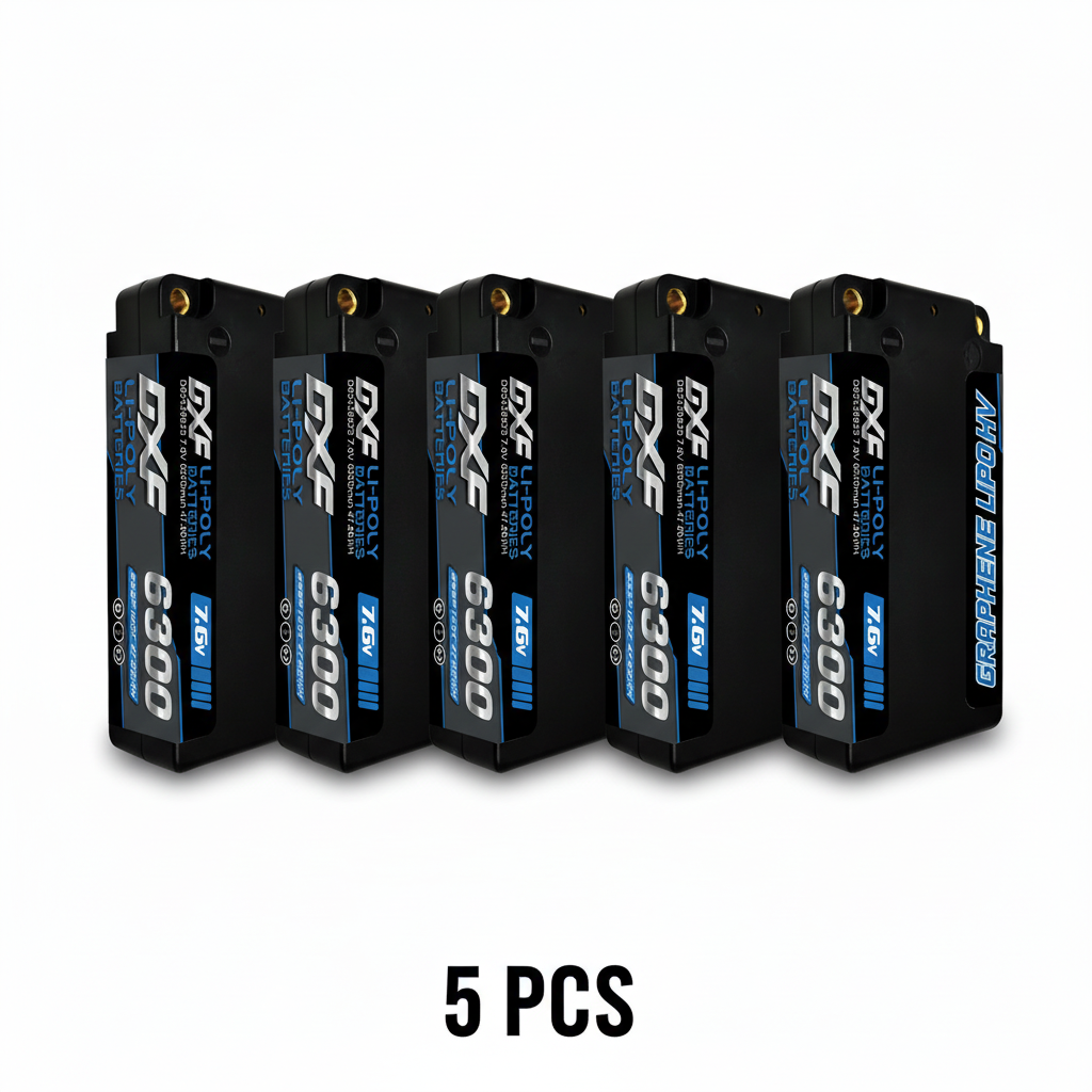 DXF Lipo Battery 2S 7.6V 6300mAh 140C Shorty 5MM Hardcase Battery Graphene Battery for RC Truck Drone 1/10 1/8 Scale Traxxas Slash 4x4 RC Car Buggy Truggy