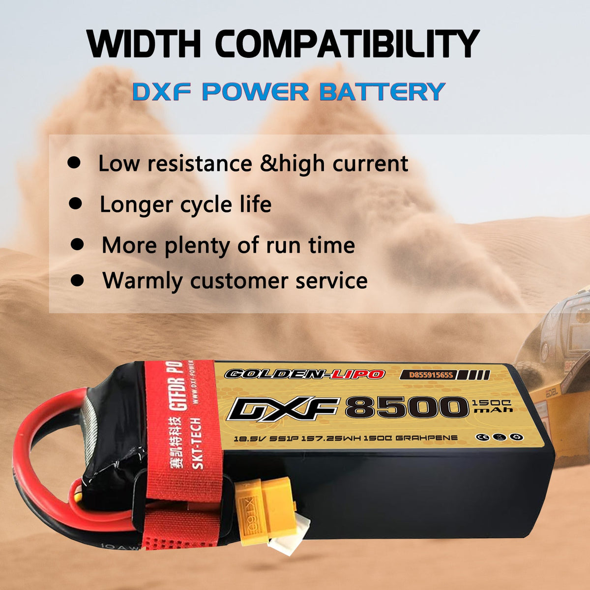 DXF LiPo Battery 6S 22.2V 8500mAh 150C Graphene Softcase with EC5 / T / TRX / XT60 / XT90 / XT150 / Q8s Plug for RC 1/8 1/10 Buggy Truck Car Off-Road Drone