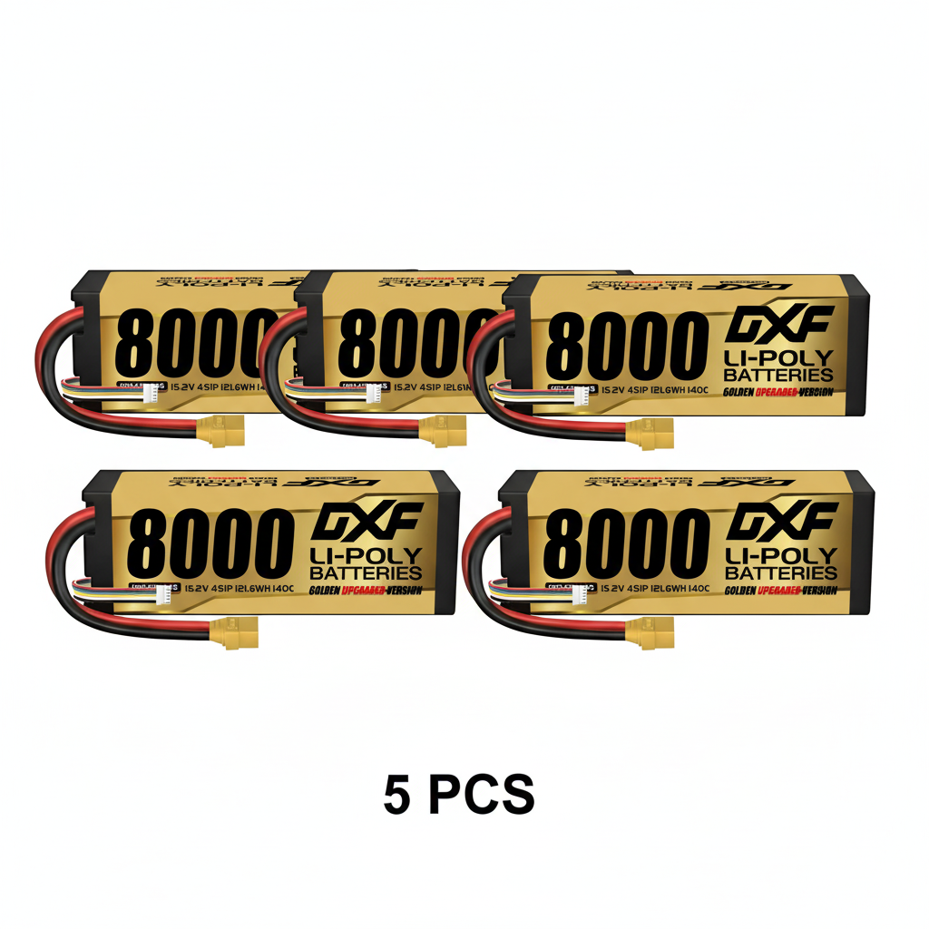DXF 4S HV 15.2V 8000mAh 140C Graphene Hardcase LiPo Battery with XT90/EC5 & 10AWG Wire (1-6 Pack)