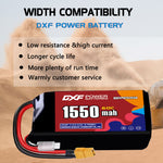 DXF LiPo Battery 2S HV 7.6V 1550mAh 60C with PH2.0 / JST / XT30 / SM / XT60 / EC5 / XT90 for FPV Drone Whoop Micro Racing