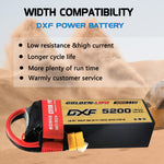 DXF Lipo Battery 5S 18.5V 5200mAh 150C Graphene Softcase with EC5 / T / TRX / XT60 / XT90 / XT150 / Q8s Plug for RC 1/8 1/10 Buggy Truck Car Off-Road Drone