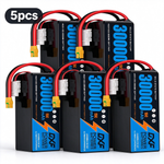 DXF SEMI-SOLID 12S 46.2V 30000mAh 15C Soft Case LiPo Battery with 8AWG Wire for Toy Cars, Boats, UAVs & Drones (1-6 Pack)
