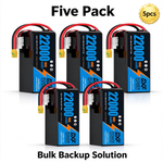 DXF 6S 22.2V 22000mAh 100C Soft Case LiPo Battery with 10AWG Wire for Toy Cars, Boats, UAVs & Drones (1-6 Pack)