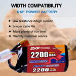 DXF 4S 14.8V 2200mAh 150C LiPo Battery for FPV Micro Drones (PH2.0 / JST / XT30 / SM / XT60 / EC5 / XT90 Options)