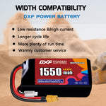DXF 2S 7.4V 1550mAh 140C LiPo Battery for FPV Micro Drones (PH2.0 / JST / XT30 / SM / XT60 / EC5 / XT90 Options)