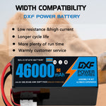 DXF SEMI-SOLID 12S 44.4V 46000mAh 5C Soft Case LiPo Battery with 8AWG Wire for Toy Cars, Boats, UAVs & Drones (1-6 Pack)