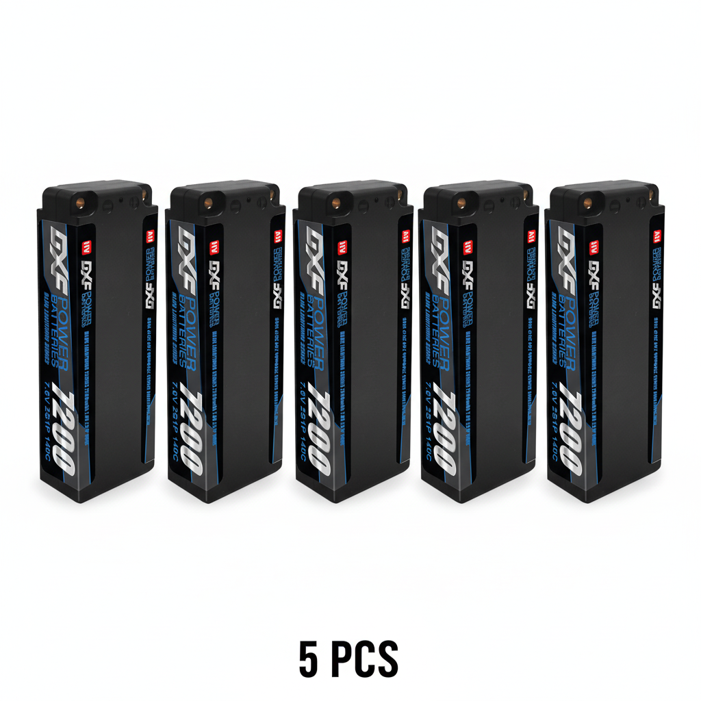DXF 2S 7.6V LiPo Battery 140C 7200mAh LCG Hardcase with 5mm Bullet to Deans Plug for RC 1/8 1/10 Vehicles Car Truck Truggy Competition Racing (1-6 Pack)
